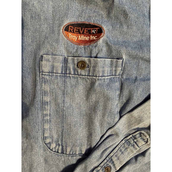 Cabelas Denim Shirt Mens XL Blue Button Up Outdoor Western Heavyweight - Picture 3 of 8